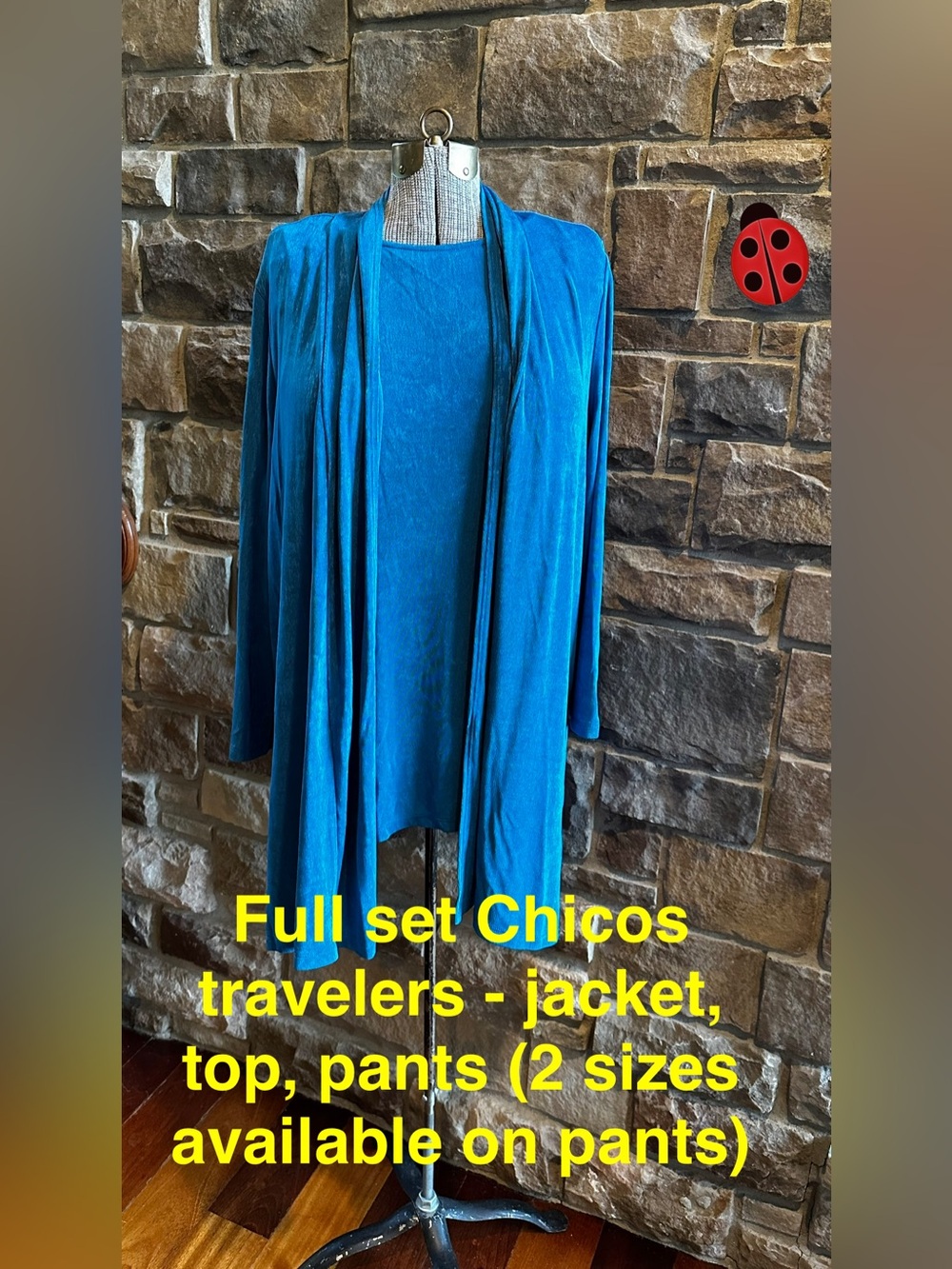 Chico's Open-Front Teal Blue Cardigan, pants  and Shell Set XL/Chicos 3